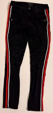 Supply & Demand Men's Black/White/Red Distressed Skinny Jeans Size 34x33